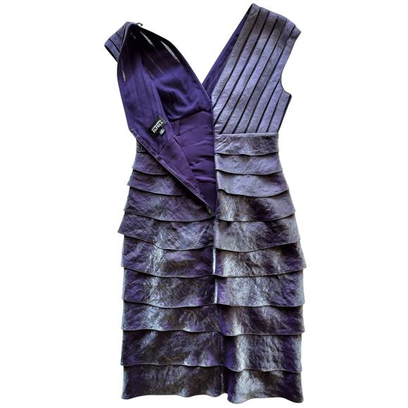 Adrianna Papell Women's Purple Shimmer Tiered Cocktail Party Dress Size 4 - Picture 6 of 10